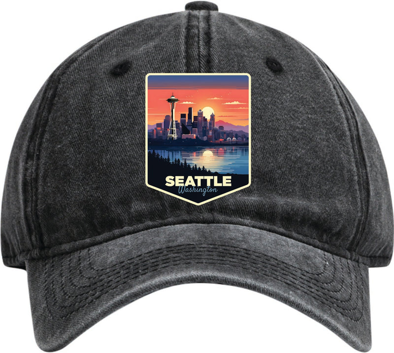 Seattle Washington Dad Hat – Unisex Soft Baseball Cap Black