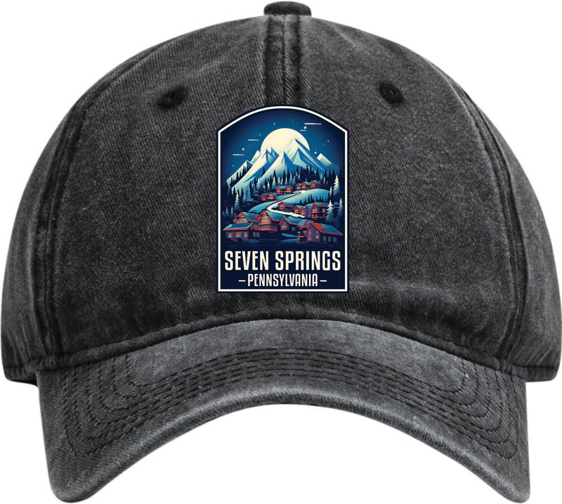 Seven Springs Pennsylvania Dad Hat – Unisex Soft Baseball Cap Black