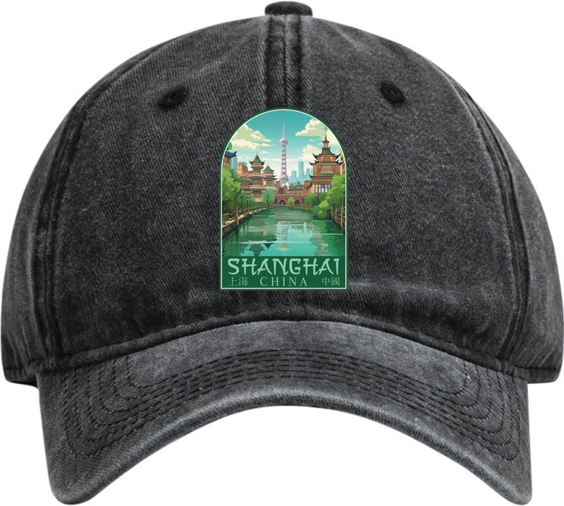 Shanghai China Dad Hat – Unisex Soft Baseball Cap Black