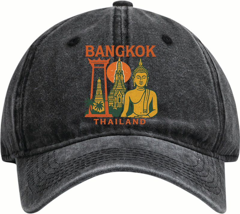 Bangkok Thailand Vintage Design Black Dad Hat – Unisex Soft Baseball Cap Black