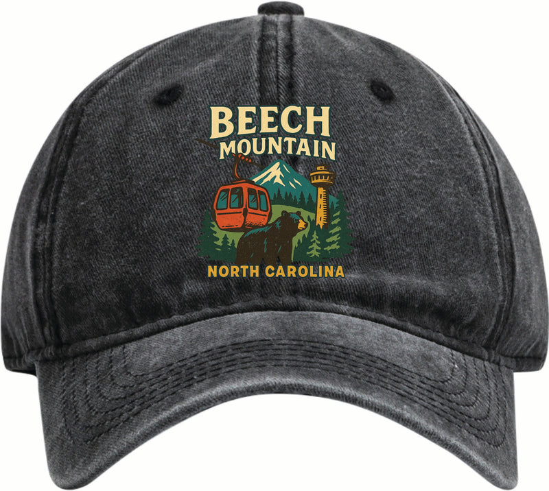 Beech Mountain North Carolina Vintage Design Black Dad Hat – Unisex Soft Baseball Cap Black