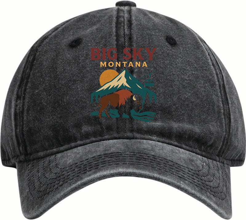 Big Sky Montana Vintage Design Black Dad Hat – Unisex Soft Baseball Cap Black