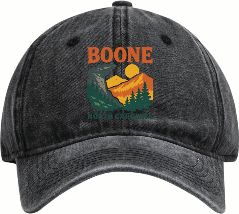 Boone North Carolina Vintage Design Black Dad Hat – Unisex Soft Baseball Cap Black