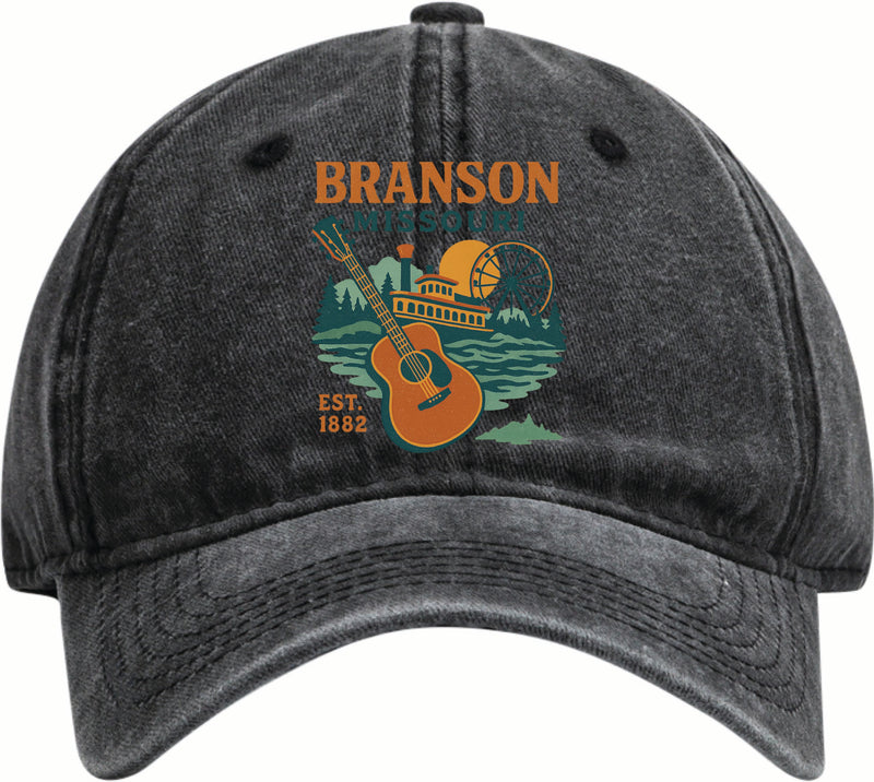Branson Missouri Vintage Design Black Dad Hat – Unisex Soft Baseball Cap Black