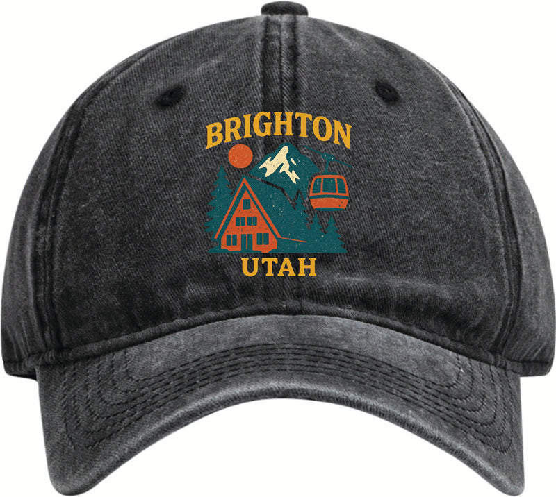 Brighton Utah Vintage Design Black Dad Hat – Unisex Soft Baseball Cap Black