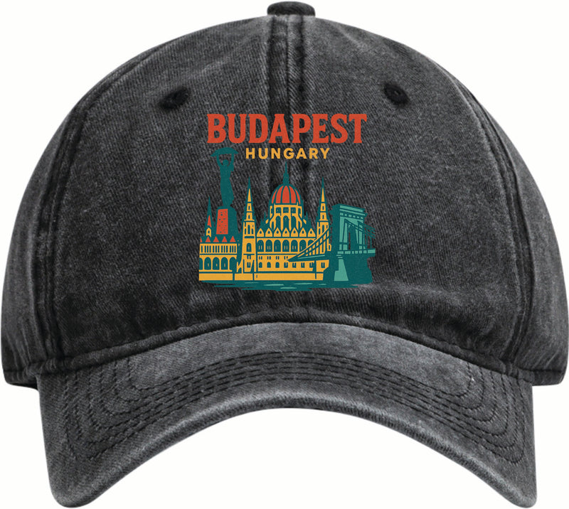 Budapest Hungary Vintage Design Black Dad Hat – Unisex Soft Baseball Cap Black