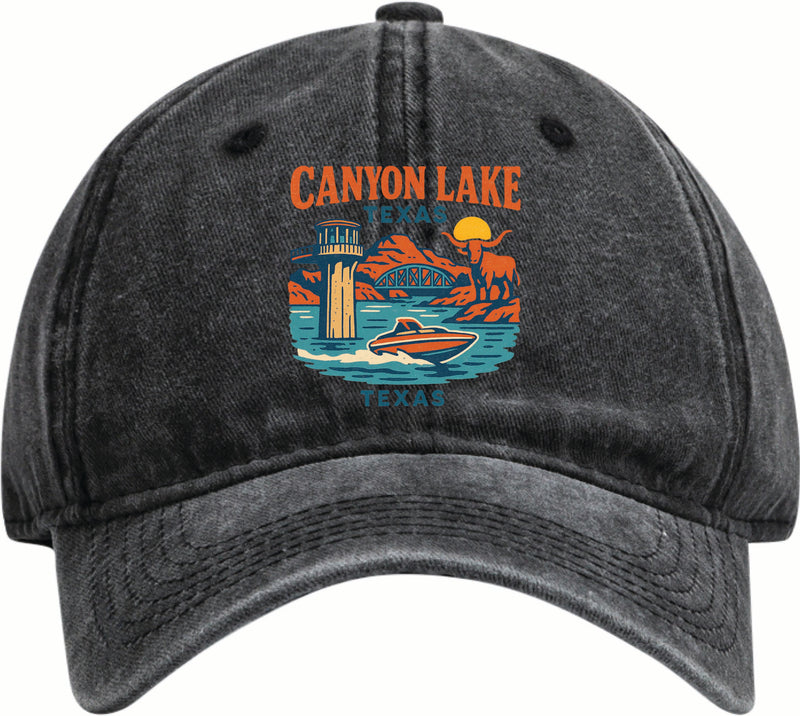 Canyon Lake Texas Vintage Design Black Dad Hat – Unisex Soft Baseball Cap Black
