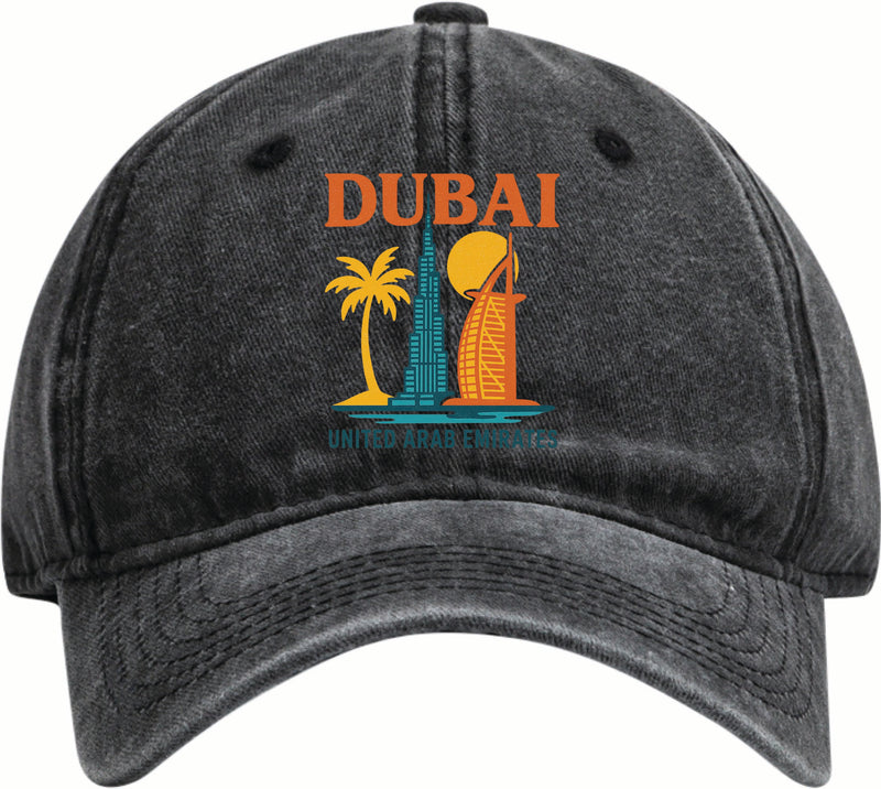 Dubai United Arab Emirates Vintage Design Black Dad Hat – Unisex Soft Baseball Cap Black