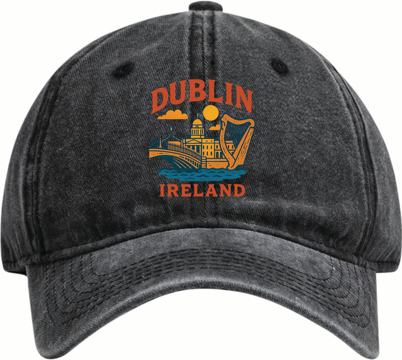 Dublin Ireland Vintage Design Black Dad Hat – Unisex Soft Baseball Cap Black