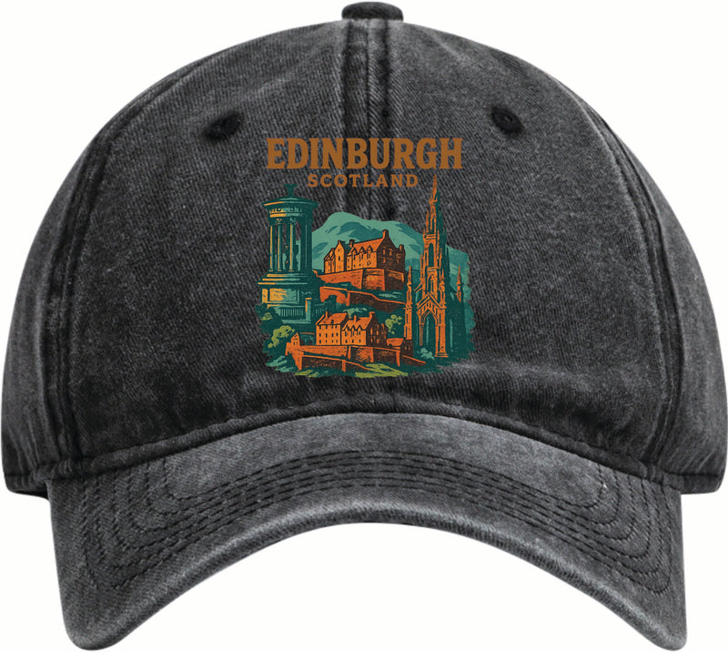 Edinburgh Scotland Vintage Design Black Dad Hat – Unisex Soft Baseball Cap Black