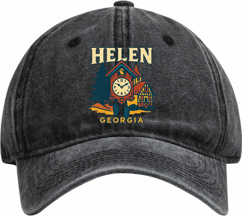 Helen Georgia Vintage Design Black Dad Hat – Unisex Soft Baseball Cap Black