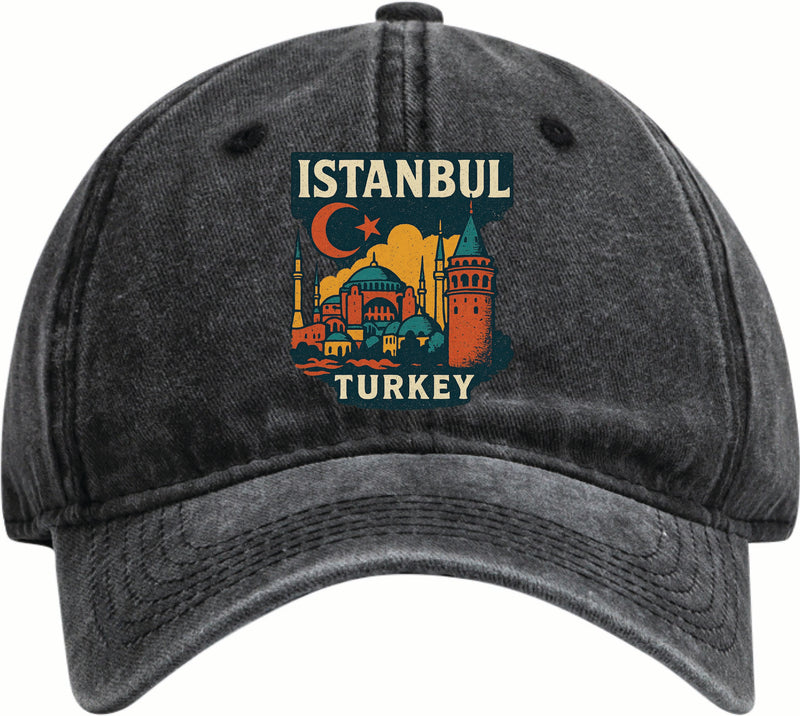 Istanbul Turkey Vintage Design Black Dad Hat – Unisex Soft Baseball Cap Black