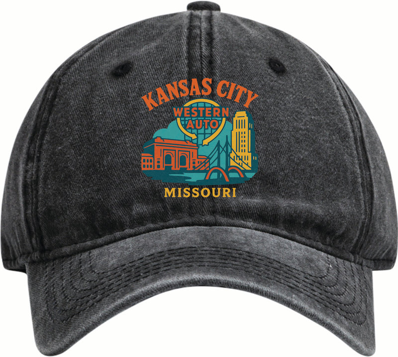 Kansas City Missouri Vintage Design Black Dad Hat – Unisex Soft Baseball Cap Black