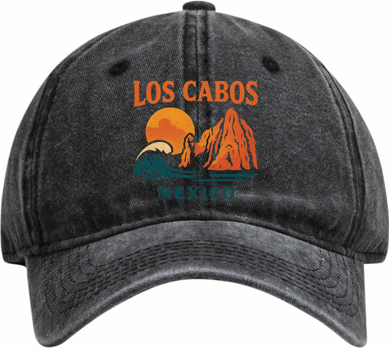 Los Cabos Mexico Vintage Design Black Dad Hat – Unisex Soft Baseball Cap Black