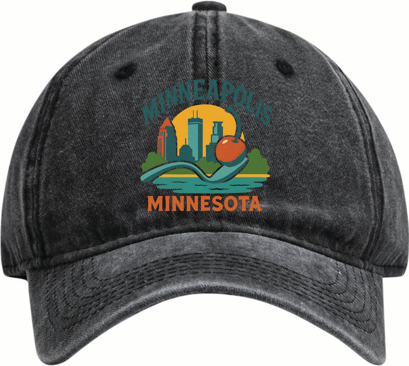 Minneapolis Minnesota Vintage Design Black Dad Hat – Unisex Soft Baseball Cap Black