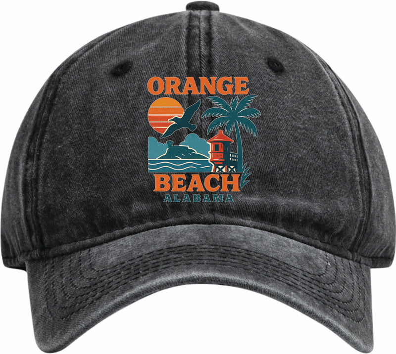 Orange Beach Alabama Vintage Design Black Dad Hat – Unisex Soft Baseball Cap Black