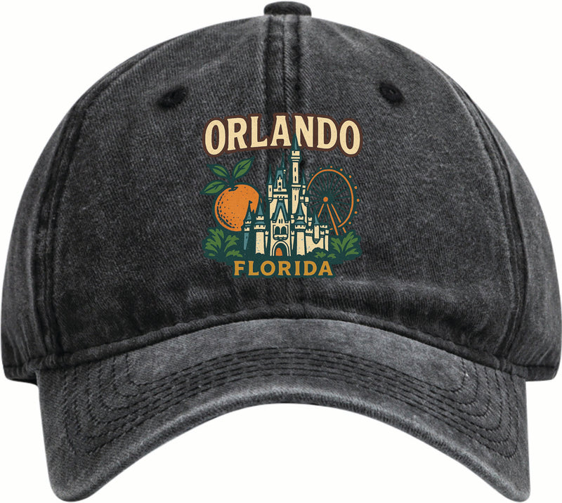Orlando Florida Vintage Design Black Dad Hat – Unisex Soft Baseball Cap Black