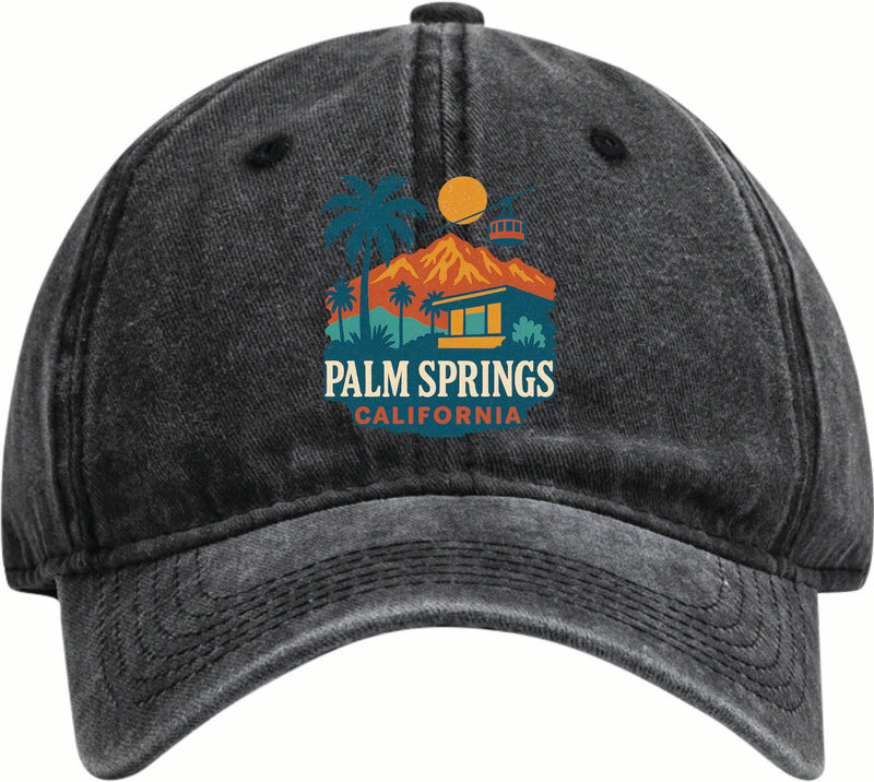 Palm Springs California Vintage Design Black Dad Hat – Unisex Soft Baseball Cap Black