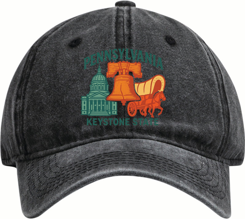 Pennsylvania Vintage Design Black Dad Hat – Unisex Soft Baseball Cap Black