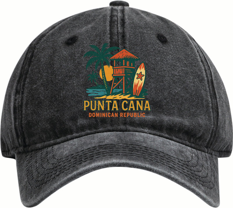 Punta Cana Dominican Republic Vintage Design Black Dad Hat – Unisex Soft Baseball Cap Black