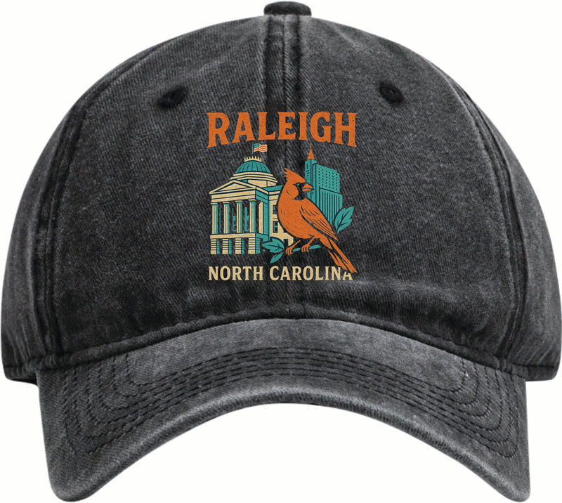 Raleigh North Carolina Vintage Design Black Dad Hat – Unisex Soft Baseball Cap Black