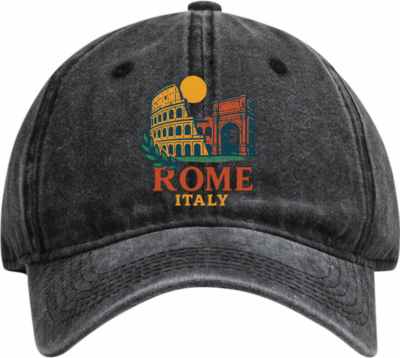 Rome Italy Vintage Design Black Dad Hat – Unisex Soft Baseball Cap Black