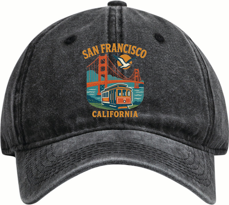 San Francisco California Vintage Design Black Dad Hat – Unisex Soft Baseball Cap Black