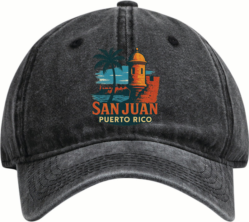 San Juan Puerto Rico Vintage Design Black Dad Hat – Unisex Soft Baseball Cap Black
