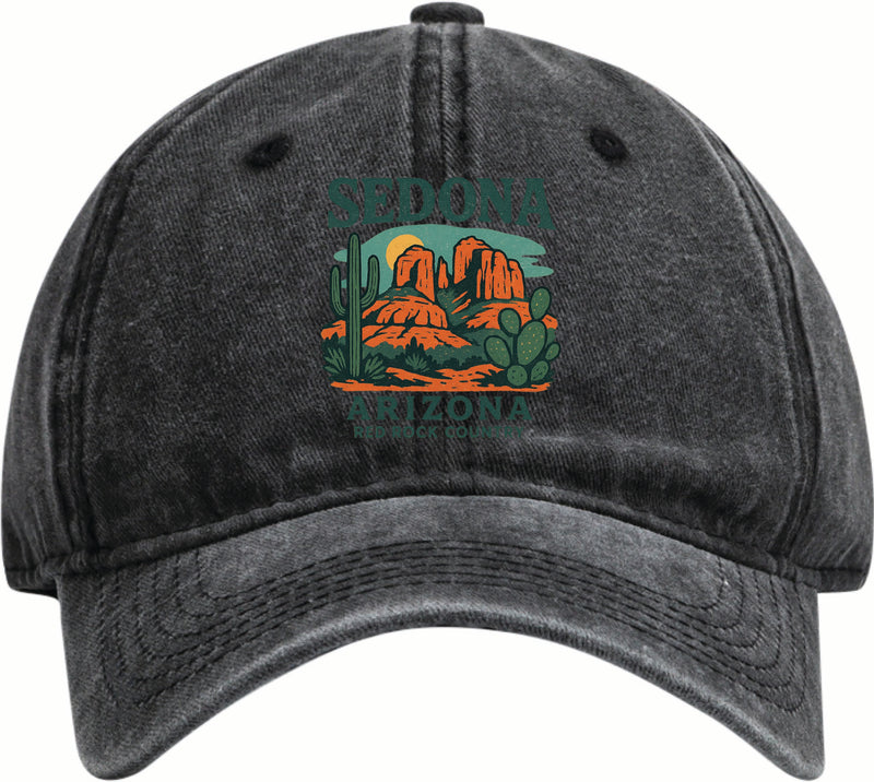 Sedona Arizona Vintage Design Black Dad Hat – Unisex Soft Baseball Cap Black