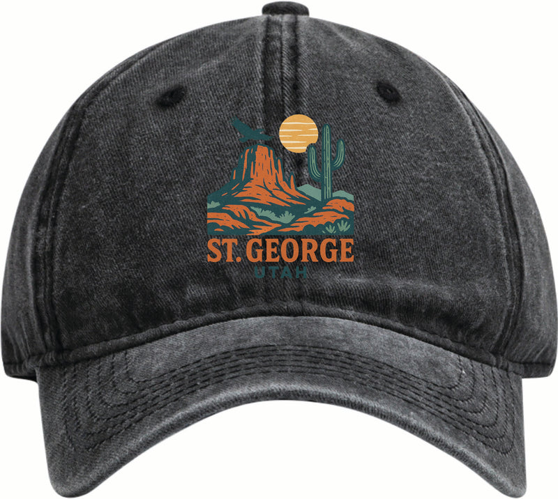 St. George Utah Vintage Design Black Dad Hat – Unisex Soft Baseball Cap Black