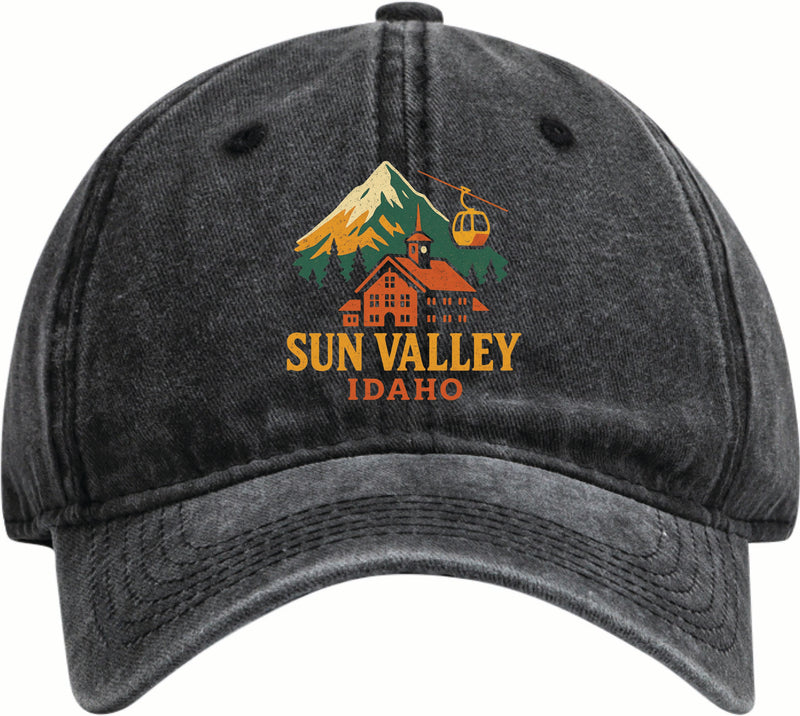 Sun Valley Idaho Vintage Design Black Dad Hat – Unisex Soft Baseball Cap Black
