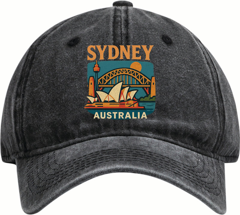 Sydney Australia Vintage Design Black Dad Hat – Unisex Soft Baseball Cap Black