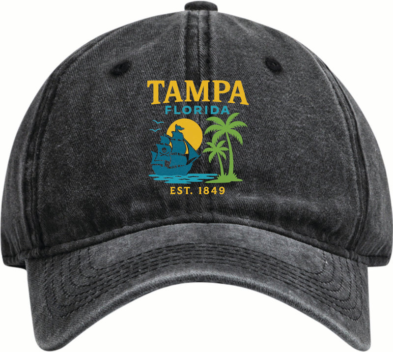 Tampa Florida Vintage Design Black Dad Hat – Unisex Soft Baseball Cap Black
