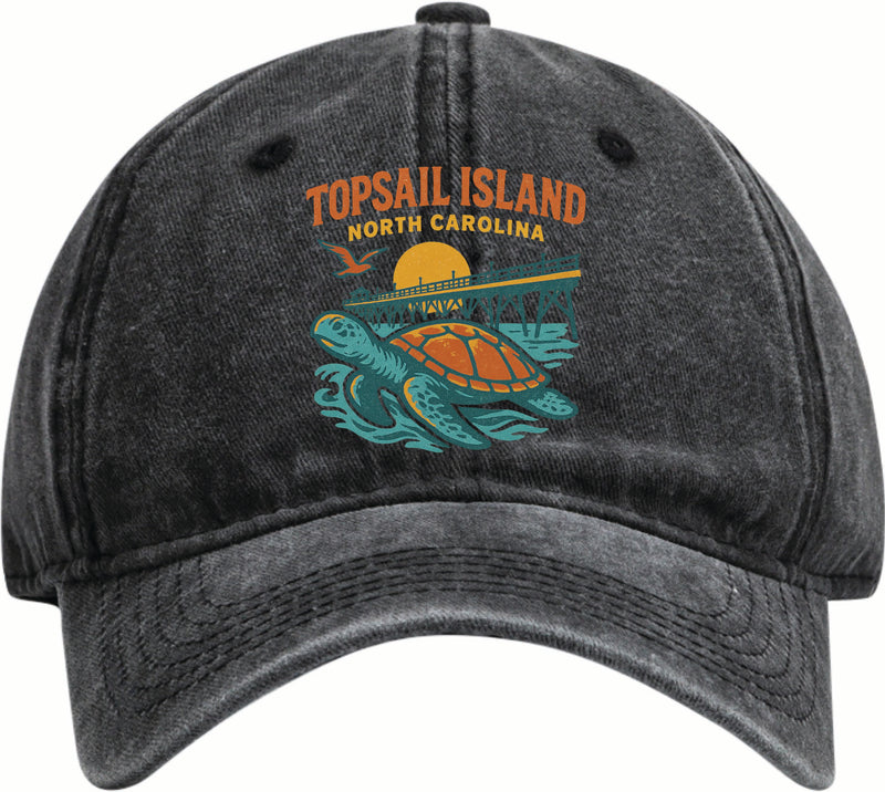 Topsail Island North Carolina Vintage Design Black Dad Hat – Unisex Soft Baseball Cap Black
