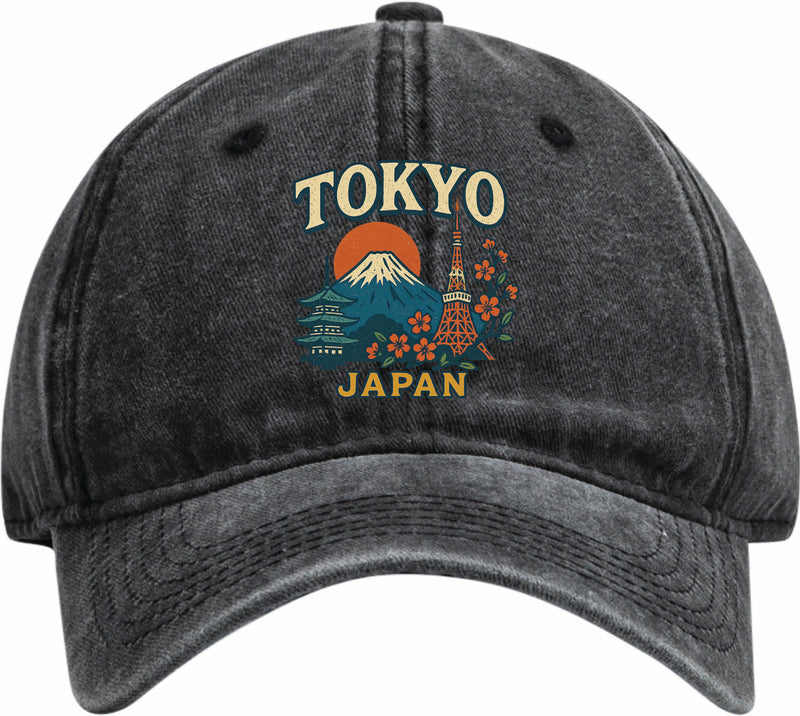 Tokyo Japan Vintage Design Black Dad Hat – Unisex Soft Baseball Cap Black