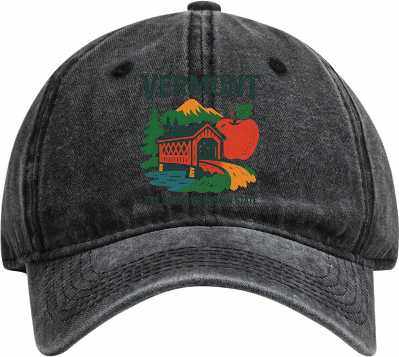 Vermont Vintage Design Black Dad Hat – Unisex Soft Baseball Cap Black