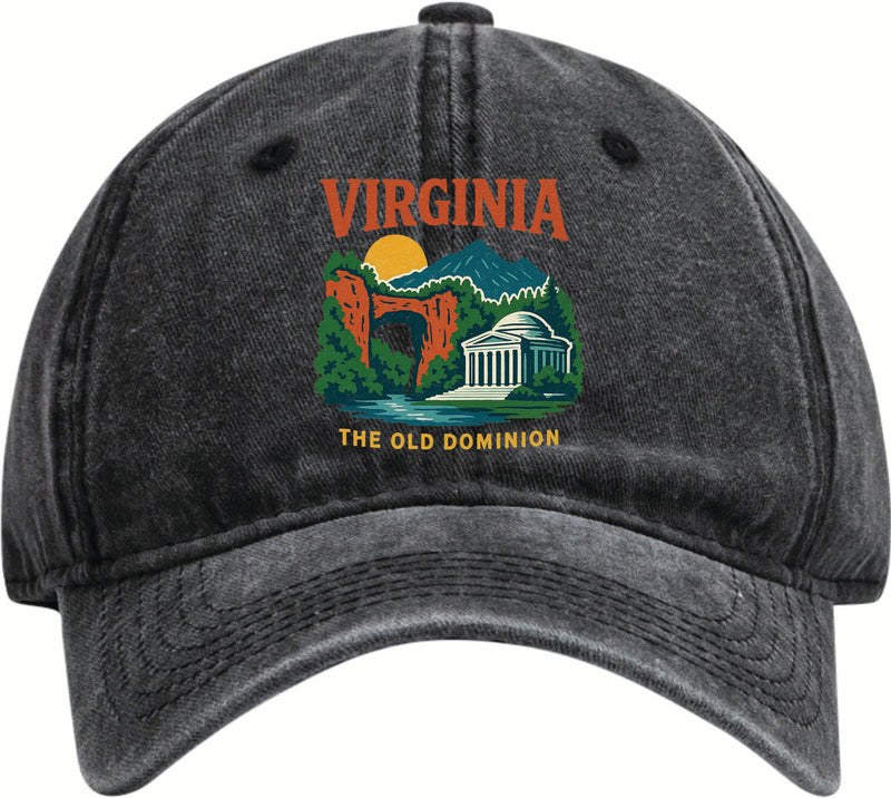 Virginia Vintage Design Black Dad Hat – Unisex Soft Baseball Cap Black