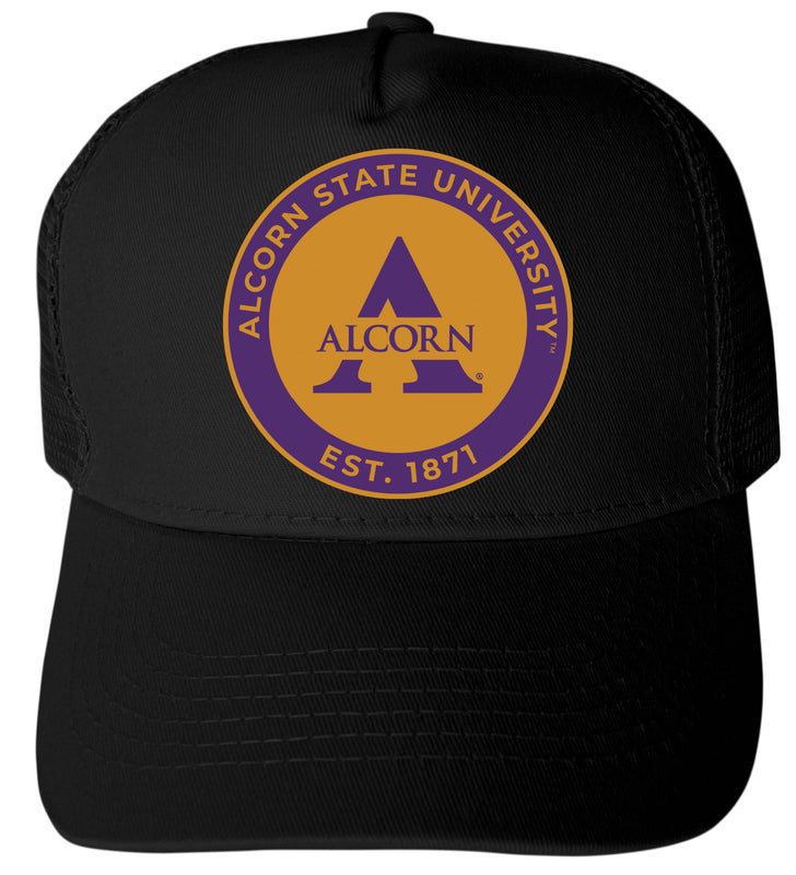 Alcorn State Braves Officially Licensed Trucker Hat - Unisex Mesh Back Cap with Full Color Heat Transfer Logo Black