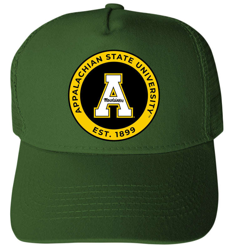 Appalachian State Officially Licensed Trucker Hat - Unisex Mesh Back Cap with Full Color Heat Transfer Logo Green