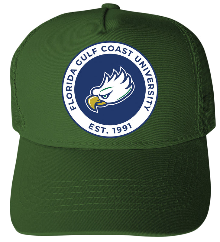 Florida Gulf Coast Eagles Officially Licensed Trucker Hat - Unisex Mesh Back Cap with Full Color Heat Transfer Logo Green