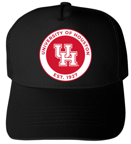 University of Houston Officially Licensed Trucker Hat - Unisex Mesh Back Cap with Full Color Heat Transfer Logo Black