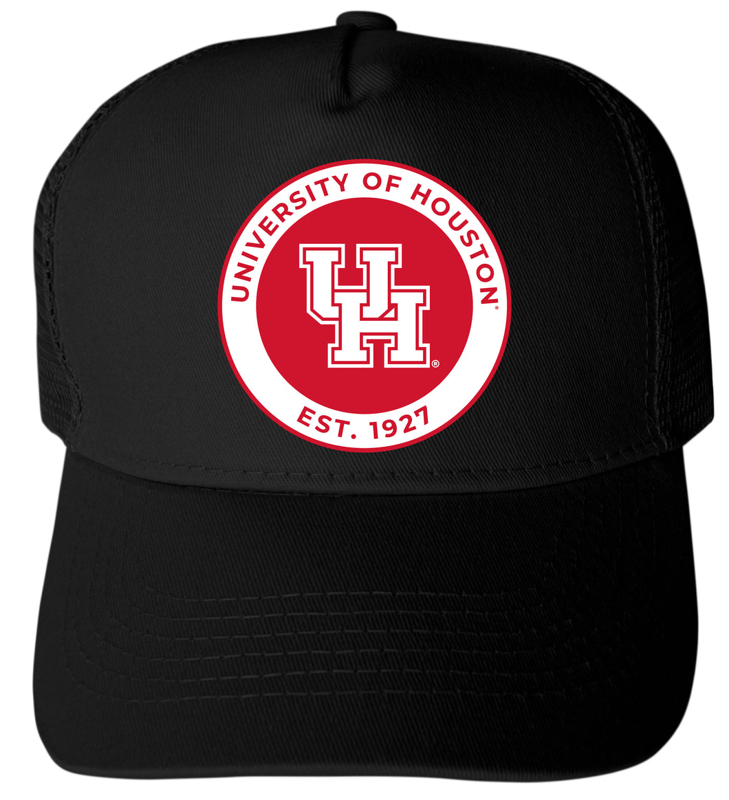 University of Houston Officially Licensed Trucker Hat - Unisex Mesh Back Cap with Full Color Heat Transfer Logo Black