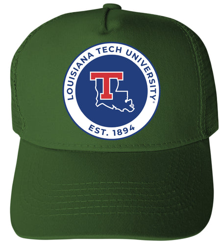 Louisiana Tech Bulldogs Officially Licensed Trucker Hat - Unisex Mesh Back Cap with Full Color Heat Transfer Logo Green