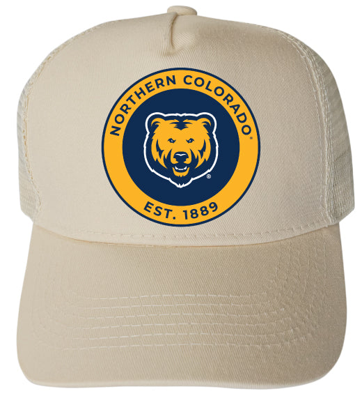Northern Colorado Bears Officially Licensed Trucker Hat - Unisex Mesh Back Cap with Full Color Heat Transfer Logo Cream