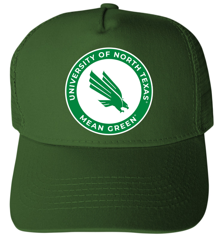 North Texas Officially Licensed Trucker Hat - Unisex Mesh Back Cap with Full Color Heat Transfer Logo Green