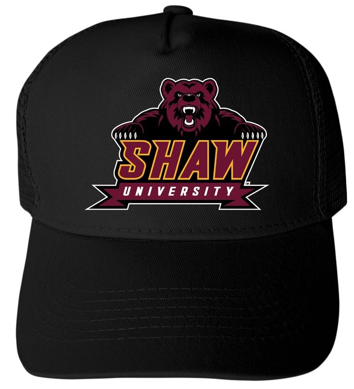 Shaw University Bears Officially Licensed - Unisex Trucker Hat with Full Color Heat Transfer Logo Black