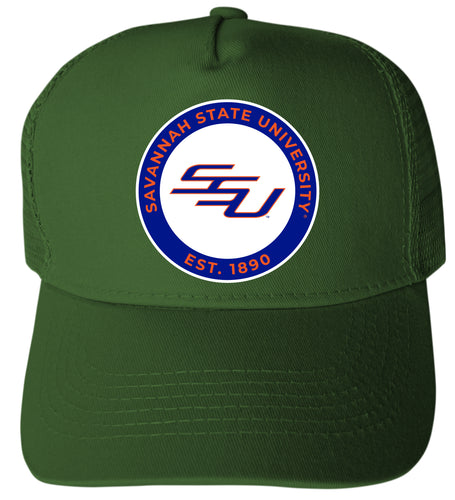 Savannah State University Officially Licensed - Unisex Trucker Hat with Full Color Heat Transfer Logo Green