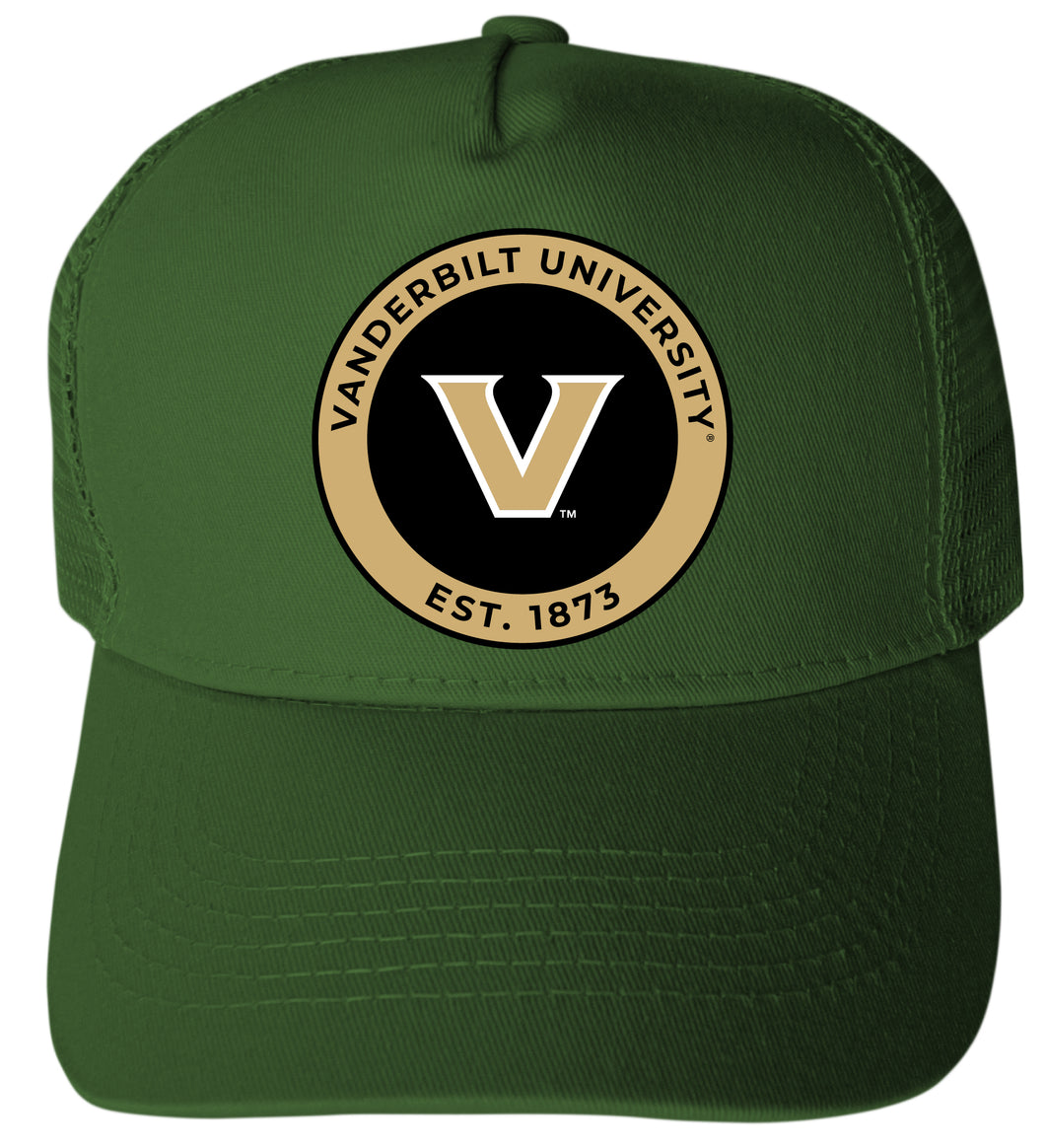 Vanderbilt University Officially Licensed - Unisex Trucker Hat with Full Color Heat Transfer Logo Green
