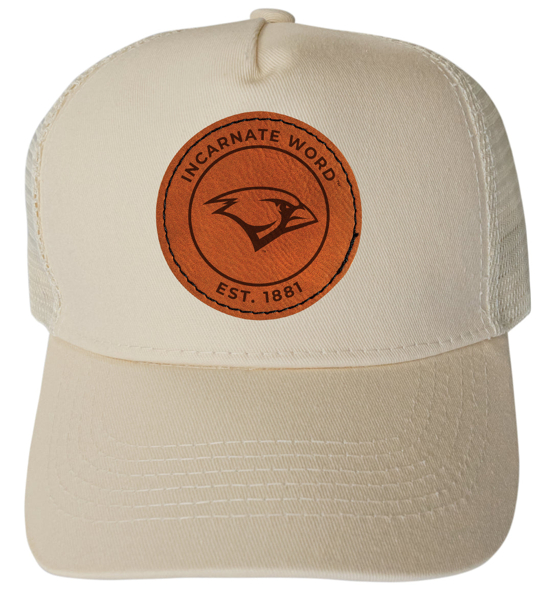Incarnate Word Cardinals Officially Licensed Trucker Hat - Unisex Mesh Back Cap with Round Engraved Leather Patch
