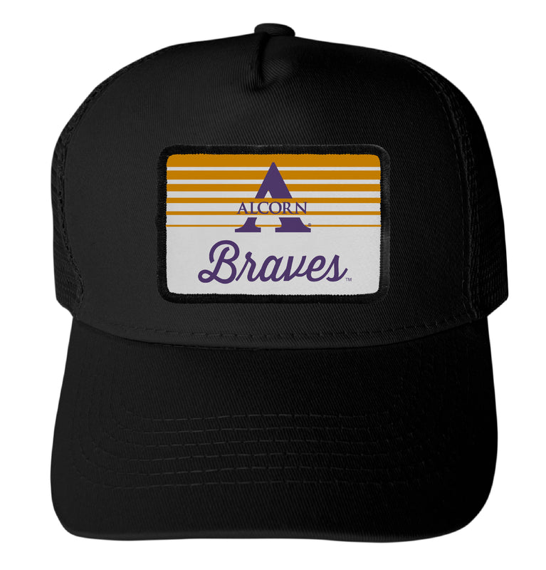 Alcorn State Braves Officially Licensed College Trucker Hat – Choose Your Patch Shape & Hat Color Black|Rectangle